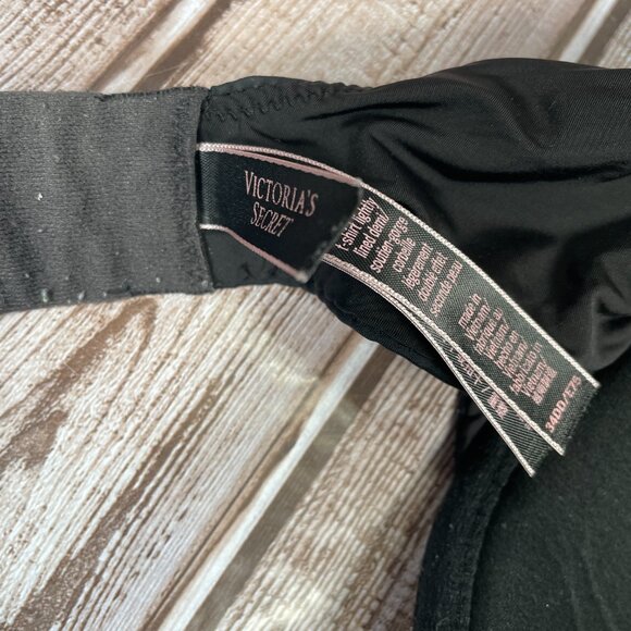 VICTORIA'S SECRET T-shirt Lightly Lined Demi 34DD Black White Underwire Bra - Picture 3 of 4